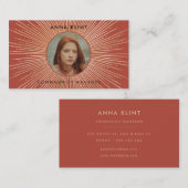 Carte De Visite Terracotta & Gold sunburframe art déco photo (Devant / Derrière)