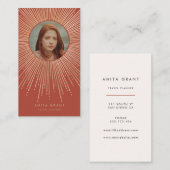 Carte De Visite Terracotta & Gold sunburframe art déco vertical (Devant / Derrière)