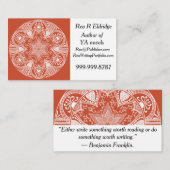 Carte De Visite Terracotta Mandala (Devant / Derrière)