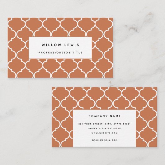 Carte De Visite Terracotta Méditerranéenne Marocaine Professionnel (Devant / Derrière)