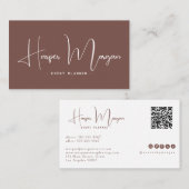 Carte De Visite Terracotta | Modern Elegant Minimalist QR Code (Devant / Derrière)