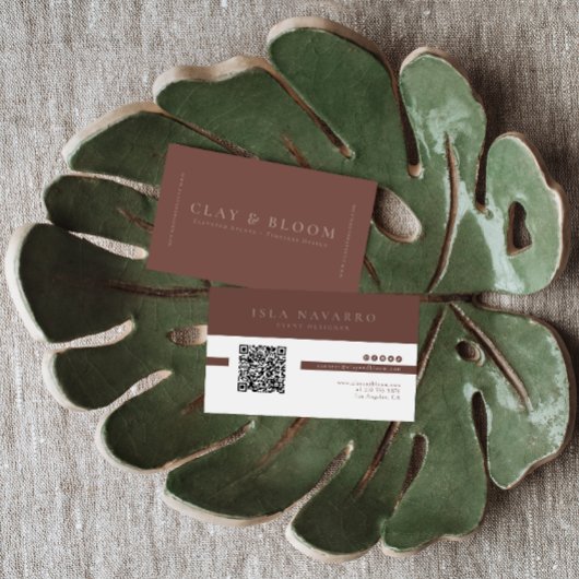 Carte De Visite Terracotta | Modern Elegant Minimalist QR Code
