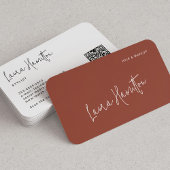 Carte De Visite Terracotta modern minimalist QR code