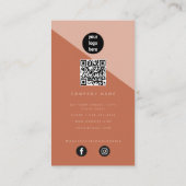 Carte De Visite Terracotta moderne Code QR Abstrait Médias sociaux (Dos)