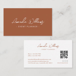 Carte De Visite Terracotta moderne élégant minimaliste QR Code