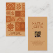Carte De Visite Terracotta Patchwork Quilt Rustic Farmhouse Floral (Devant / Derrière)