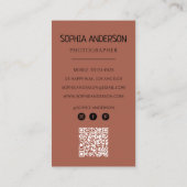 Carte De Visite Terracotta Photo Photographer with QR Code (Dos)