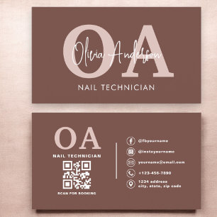 Carte De Visite Terracotta QR Code Nail Spécialiste Artiste