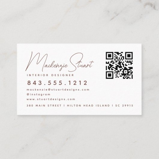 Carte De Visite Terracotta QR Code Scannable Professional Modern (Dos)