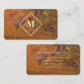 Carte De Visite Terracotta Rust Metallic Texture Monogram Initial (Devant / Derrière)