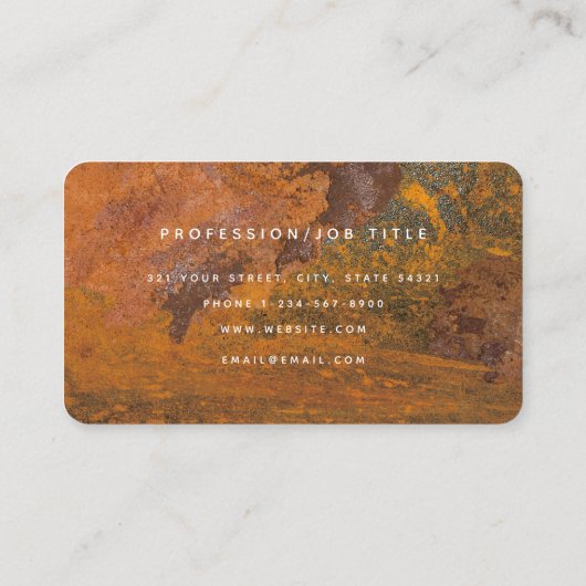 Carte De Visite Terracotta Rust Metallic Texture Monogram Initial (Dos)