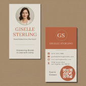 Carte De Visite Terracotta Sage Green Photo QR Code