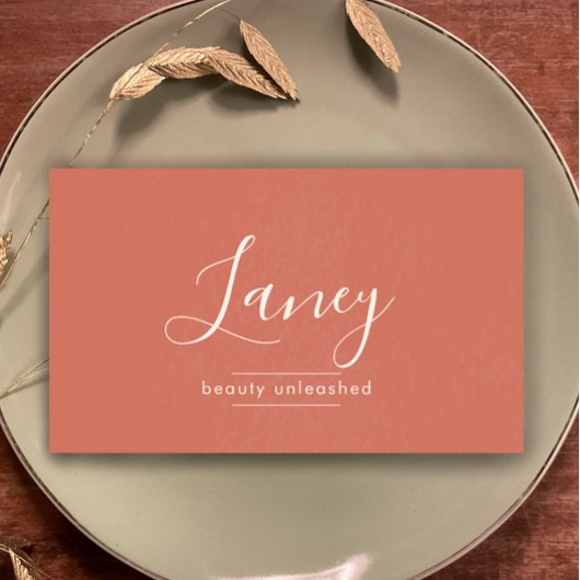 Carte De Visite Terracotta Simple Boho QR Code Beauty Professional