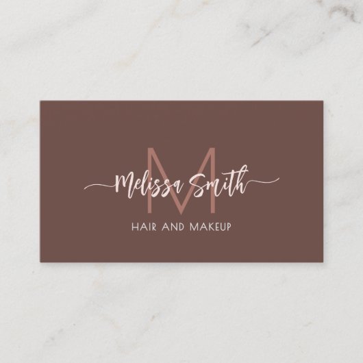 Carte De Visite Terracotta Simple Monogram (Devant)