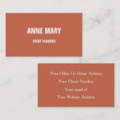 Carte De Visite Terracotta Terre Chaude Tone Brûlé Orange Simple (Devant / Derrière)