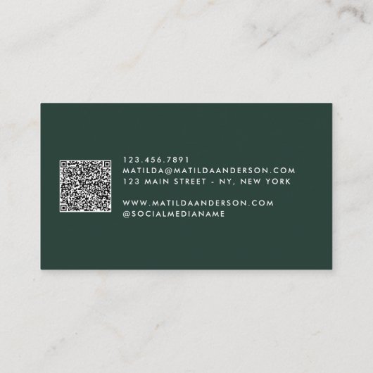 Carte De Visite Terracotta, vert abstrait moderne QR CODE (Dos)