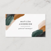 Carte De Visite Terracotta, vert abstrait moderne QR CODE (Devant)