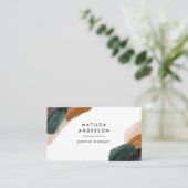 Carte De Visite Terracotta, vert noir abstrait moderne QR CODE (Debout devant)