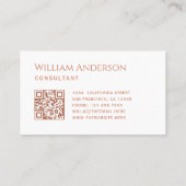 Carte De Visite Terracotta White QR Code and Calligraphy Simple  (Dos)