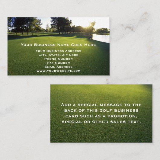 Carte De Visite Terrain de golf vert à l'aube (Devant / Derrière)