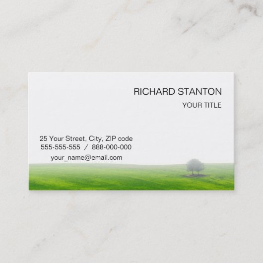 Carte De Visite Terrain vert avec arbres (Devant)