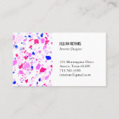 Carte de visite terrazzo chic en bleu rose violet (Dos)
