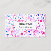Carte de visite terrazzo chic en bleu rose violet (Devant)