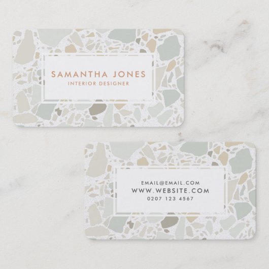 Carte De Visite Terrazzo Texture Simple Moderne Designer Intérieur (Devant / Derrière)