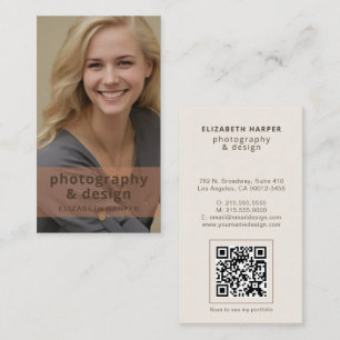 Carte De Visite Terre cuite Boho Code QR Photo Moderne Minimaliste