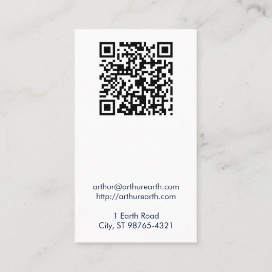 Carte De Visite Terre depuis l'espace avec code QR (Dos)