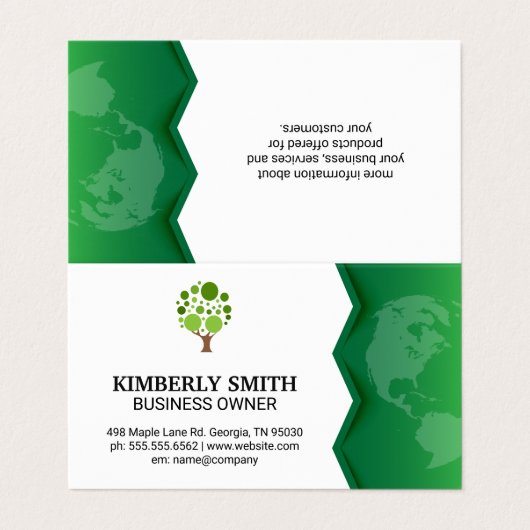 Carte De Visite Terre verte | Icône Arbre (Extérieur déplié)