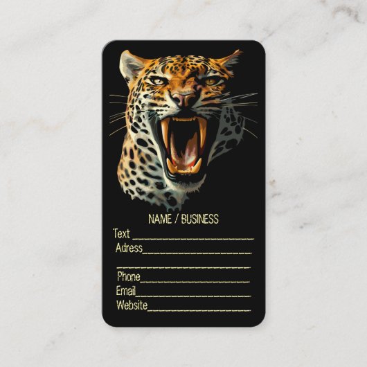 Carte De Visite Tête d'attaque du léopard (Devant)