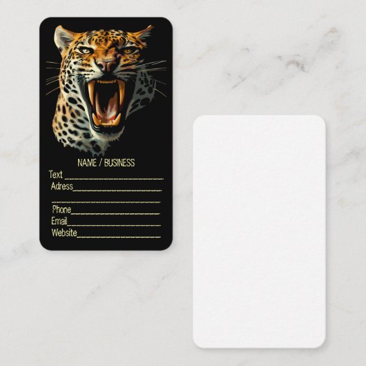 Carte De Visite Tête d'attaque du léopard (Devant / Derrière)