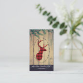 Carte De Visite Tête de cerf avec Antlers - Red Plaid Rustic (Debout devant)