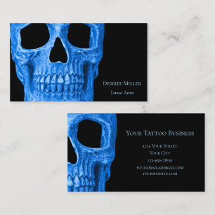 Carte De Visite Tête de crâne gothique Neon bleu noir Boutique d