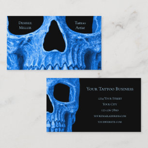 Carte De Visite Tête de crâne gothique Neon bleu noir Boutique de