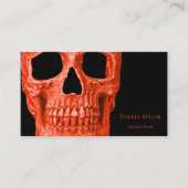 Carte De Visite Tête de crâne gothique Neon Orange Black Tattoo Sh (Devant)