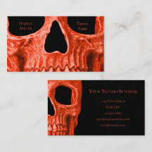 Tête de crâne gothique Neon Orange Black Tattoo Sh