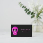 Carte De Visite Tête de crâne gothique Neon rose noir Tattoo Shop (Debout devant)