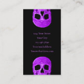 Carte De Visite Tête de crâne gothique Neon violet noir Tatouage S (Dos)