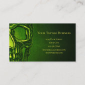 Carte De Visite Tête de crâne gothique Tatouage en métal néon vert (Dos)