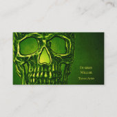 Carte De Visite Tête de crâne gothique Tatouage en métal néon vert (Devant)