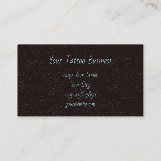 Carte De Visite Tête de crâne gothique Turquoise tatoueur floral B (Dos)