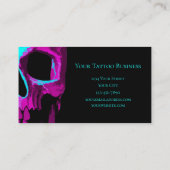 Carte De Visite Tête de crâne Neon gothique Violet Turquoise Noir (Dos)