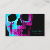 Carte De Visite Tête de crâne Neon gothique Violet Turquoise Noir (Devant)