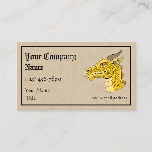 Carte De Visite Tête de dragon doré de profil (Devant)