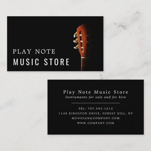 Carte De Visite Tête de guitare, magasin d'instruments de musique (Devant / Derrière)