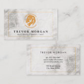 Carte De Visite Tête de lion | Marbre à bordure dorée (Devant / Derrière)