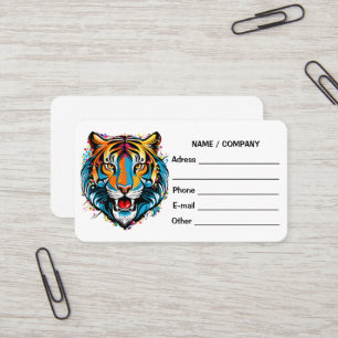 Carte De Visite Tête de tigre couleurs arc-en-ciel peinture taches
