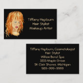 Carte De Visite Tête rouge élégante de Cosmetologist de coiffeur (Devant / Derrière)